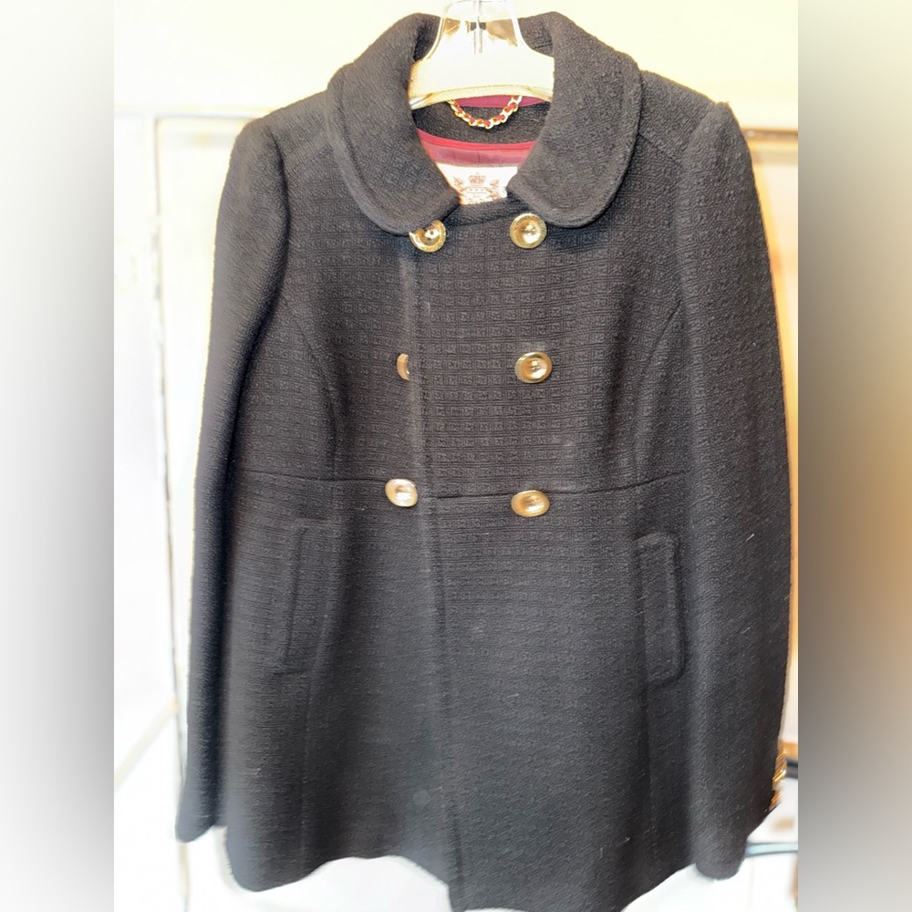 Juicy Couture Black Double-Breasted Pea Coat